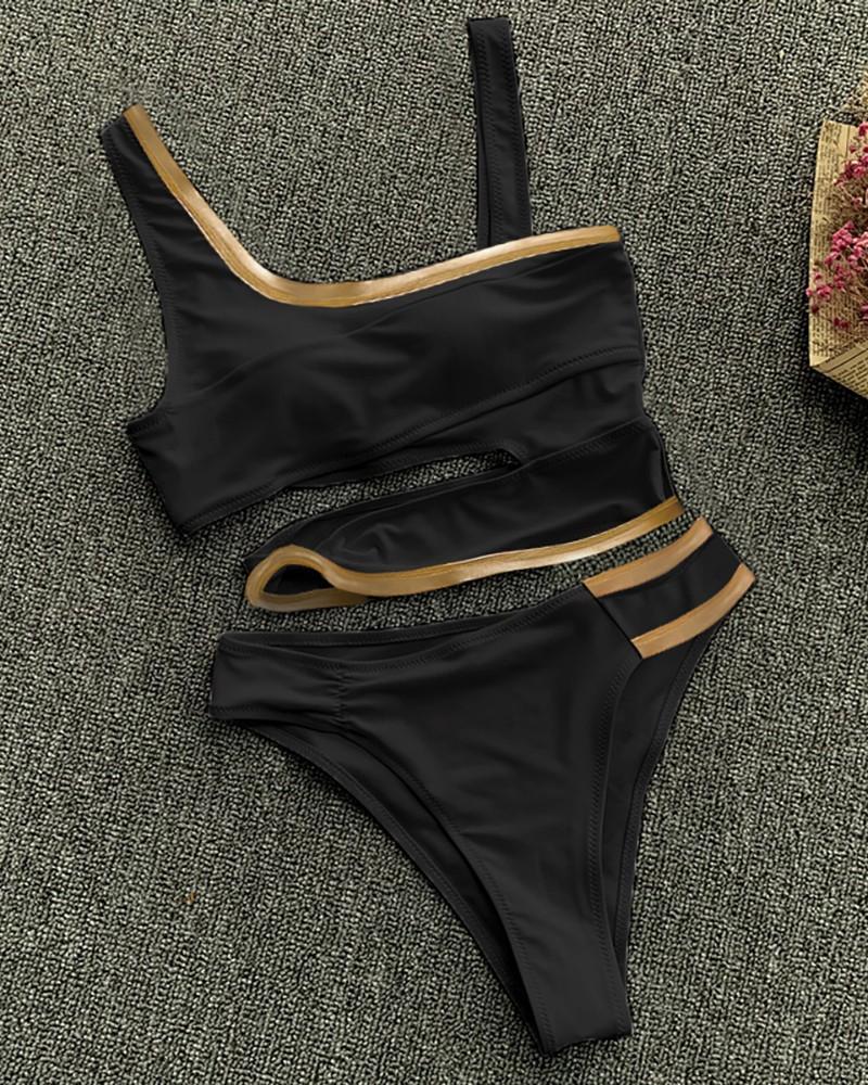 Upopby Sexy U-Neck Hollow Solid One Piece Swimsuit