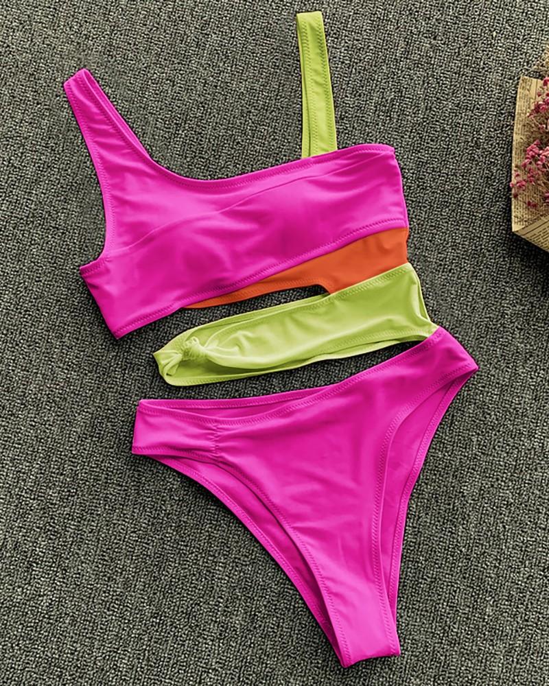 Upopby Sexy U-Neck Hollow Solid One Piece Swimsuit