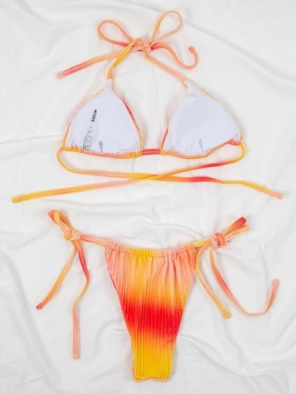 Upopby Velvet Halter String Bikini Swimsuit