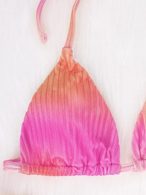 Upopby Velvet Halter String Bikini Swimsuit