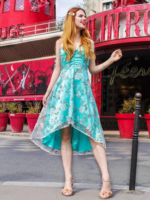 1950s Floral Embroidery Dress