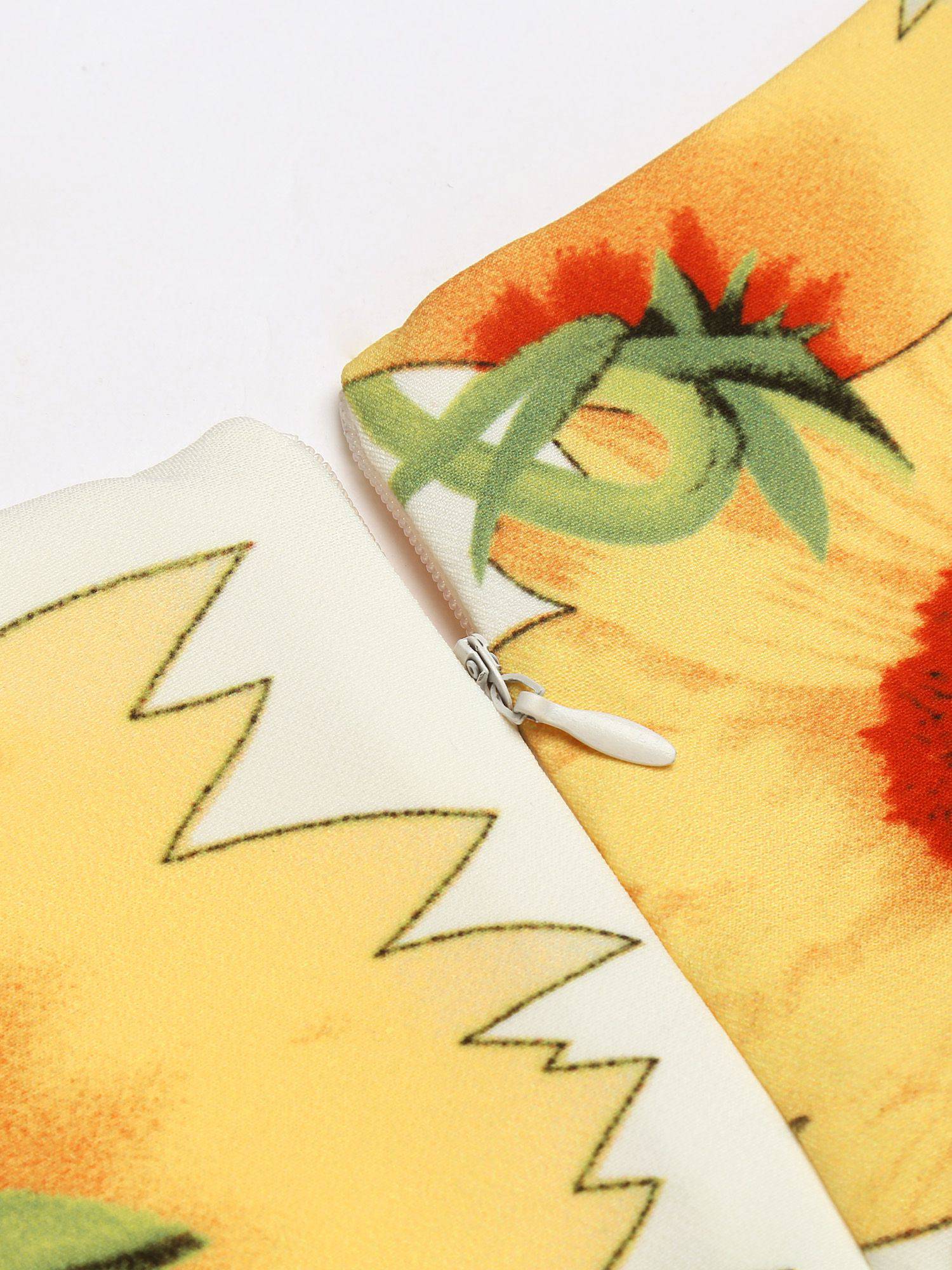 Yellow And White 1950s Sunflowers Dress