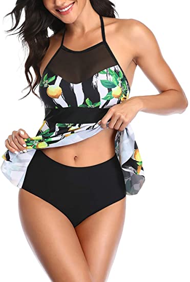 Ladies Mesh Abdominal Two-Piece Swimsuit