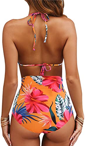 Upopby Sexy High Waist Triangle Sling Two Piece Bikini Set