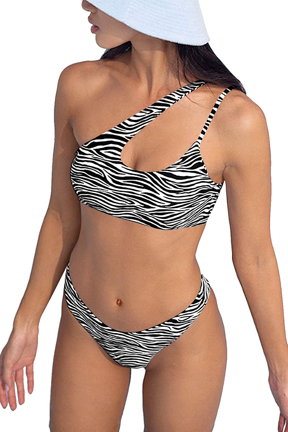 Upopby One Shoulder Bikini Set Swimsuit