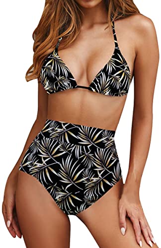 Upopby Sexy High Waist Triangle Sling Two Piece Bikini Set