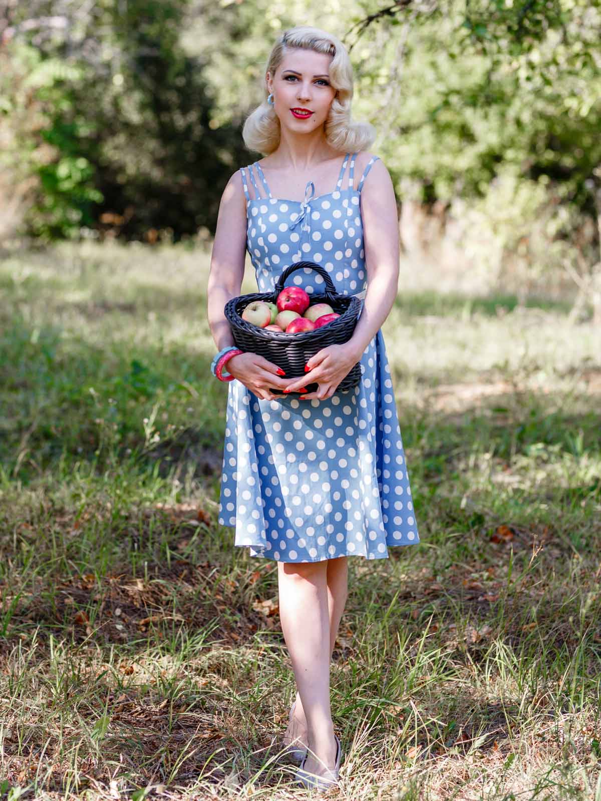 1950s Spaghetti Strap Polka Dot Dress