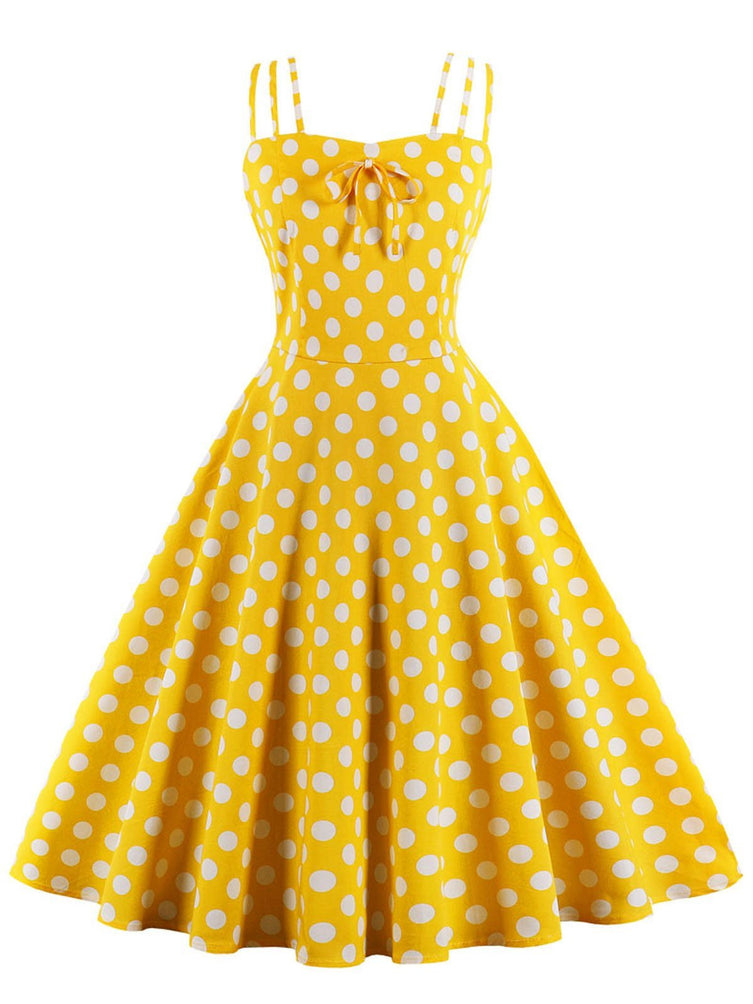 1950s Spaghetti Strap Polka Dot Dress