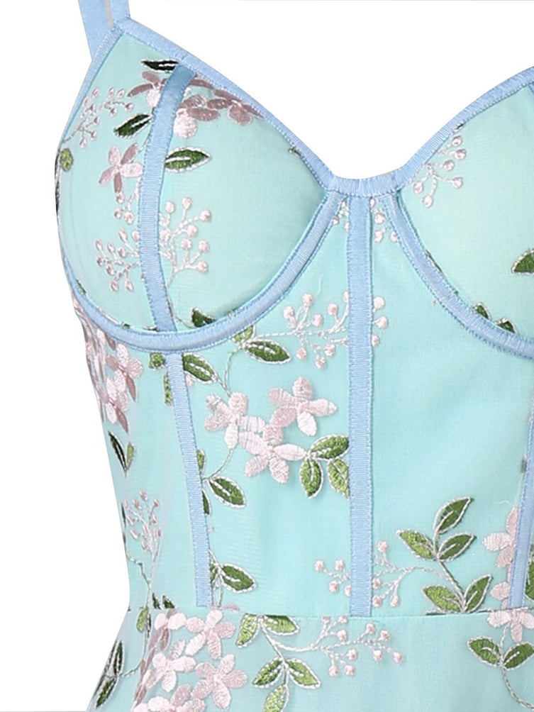 1950s Floral Embroidery Dress