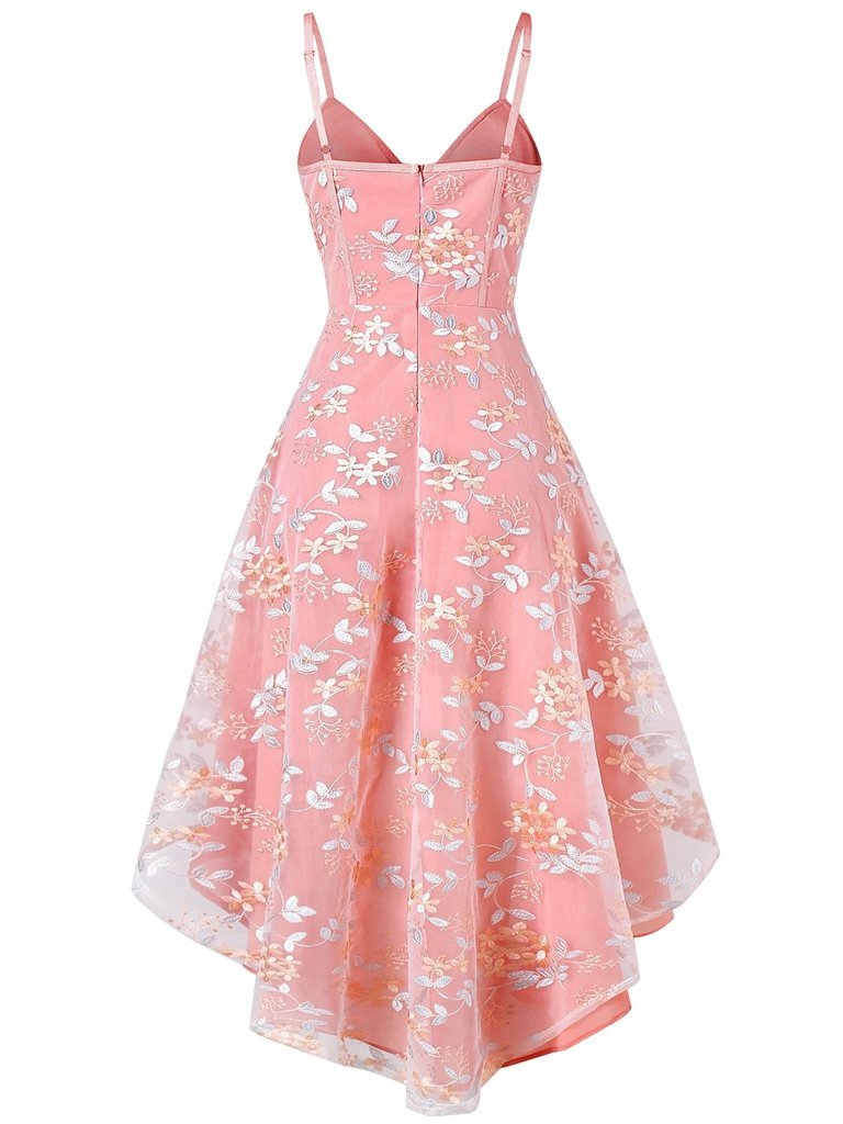 1950s Floral Embroidery Dress