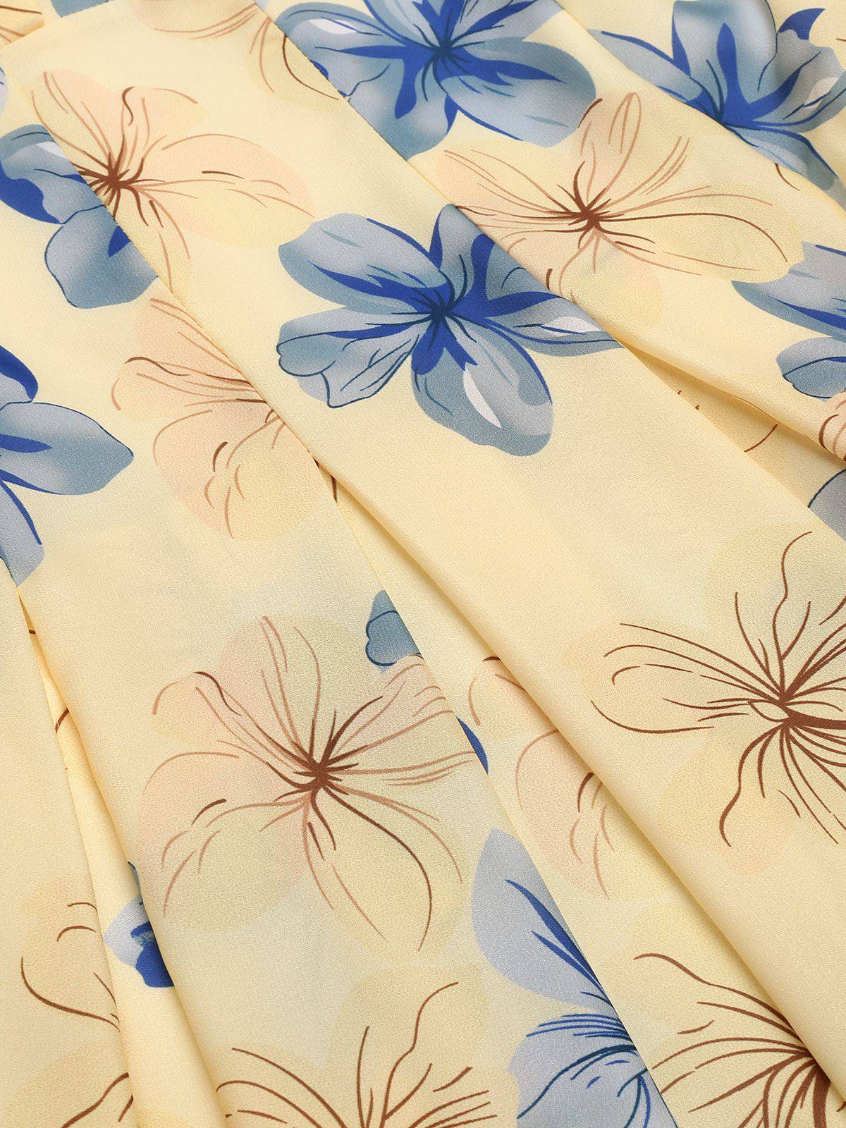 Yellow 1950s Floral Lace Swing Dress