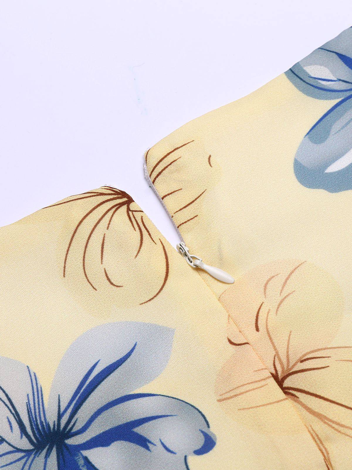 Yellow 1950s Floral Lace Swing Dress