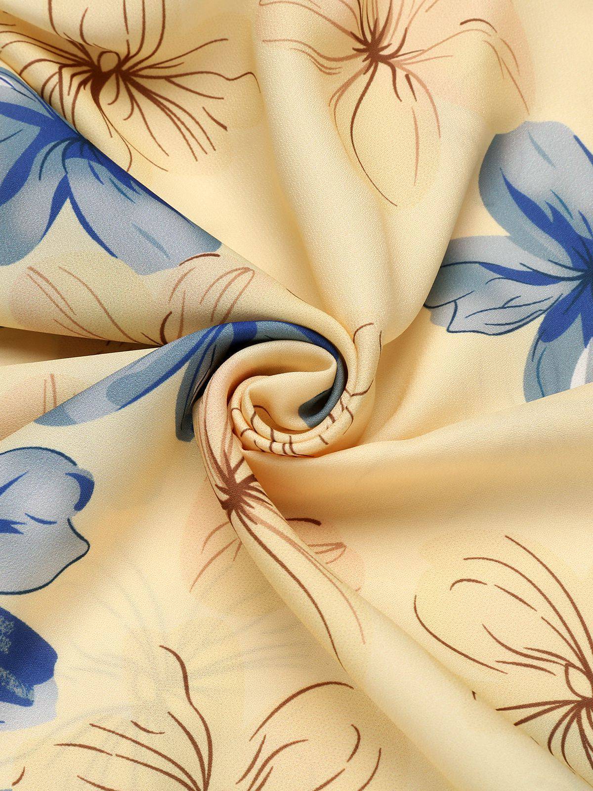 Yellow 1950s Floral Lace Swing Dress