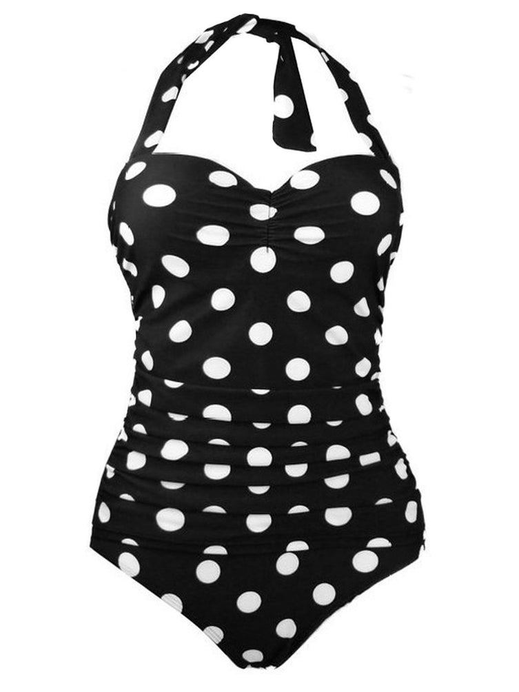 Halter Polka Dot One-Piece Swimsuit
