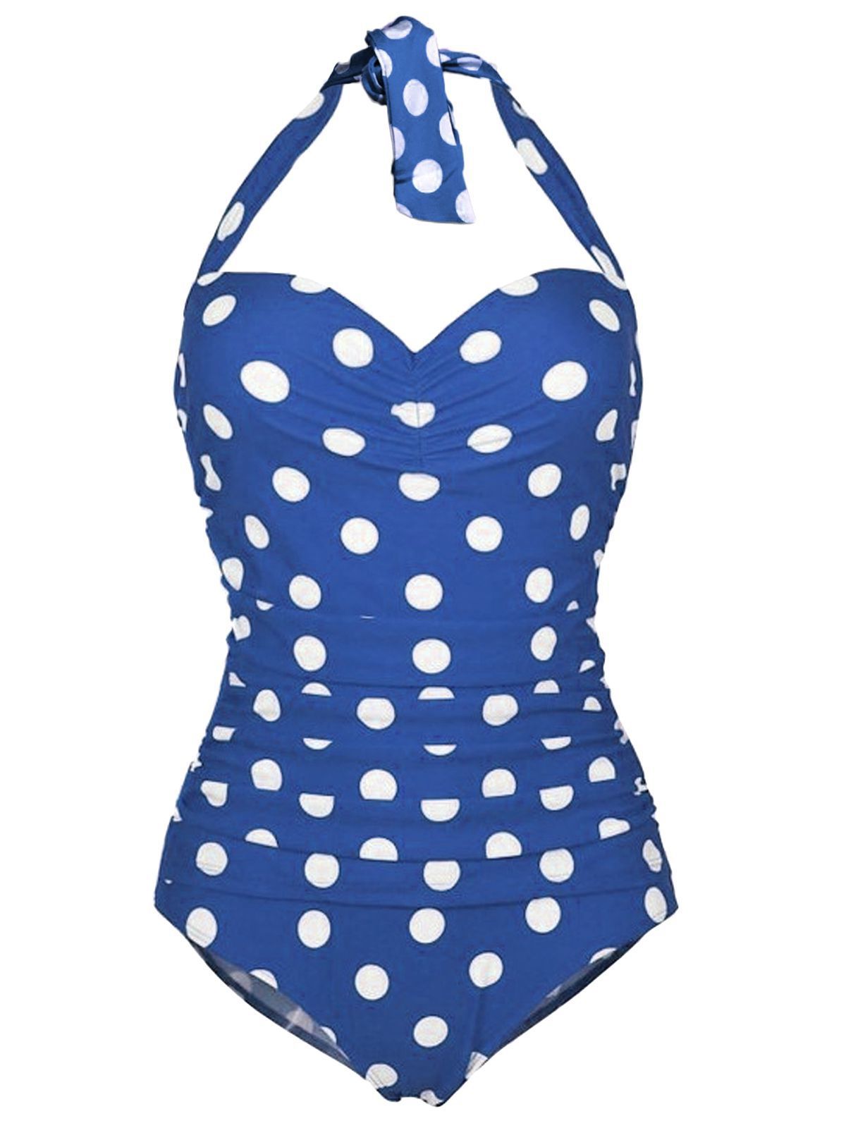 Halter Polka Dot One-Piece Swimsuit