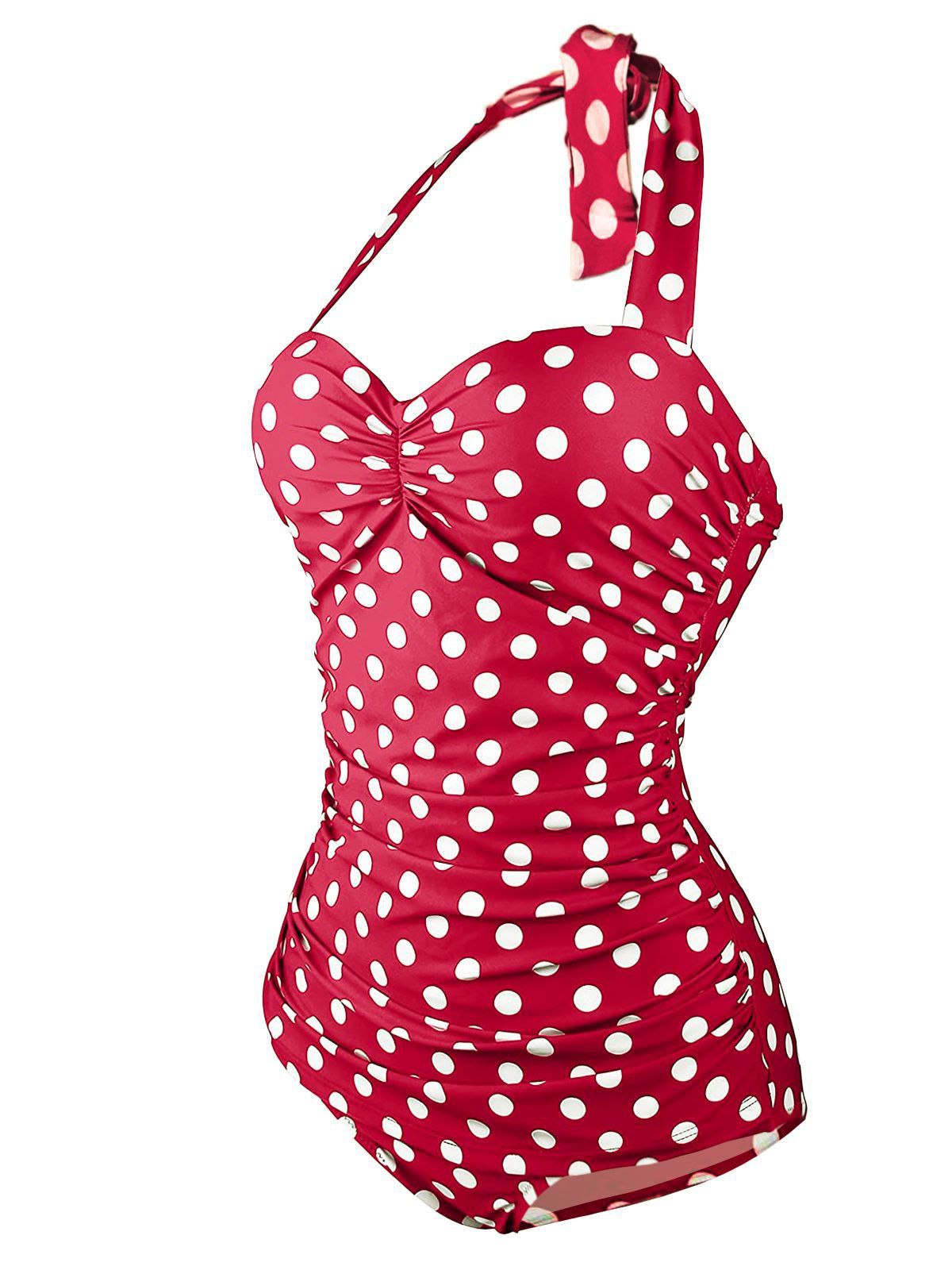 Halter Polka Dot One-Piece Swimsuit