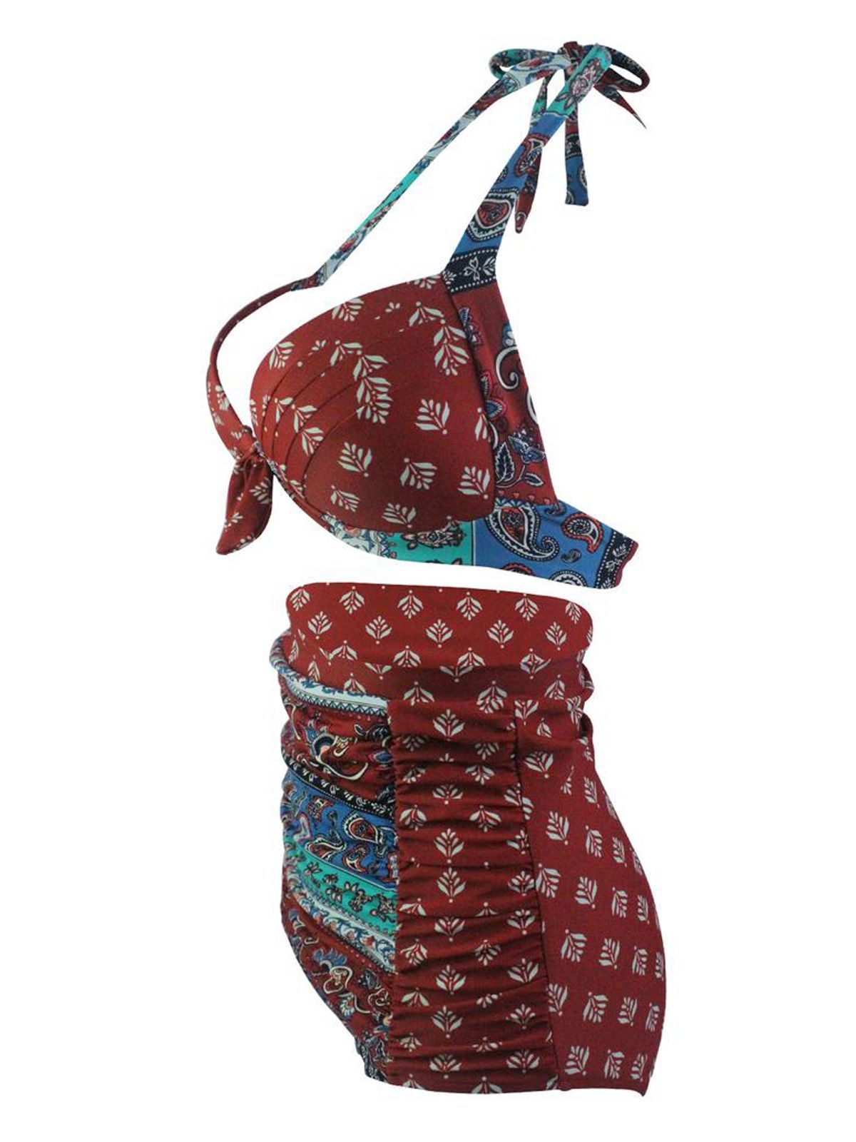 Red Boho Halter Bow Bikini