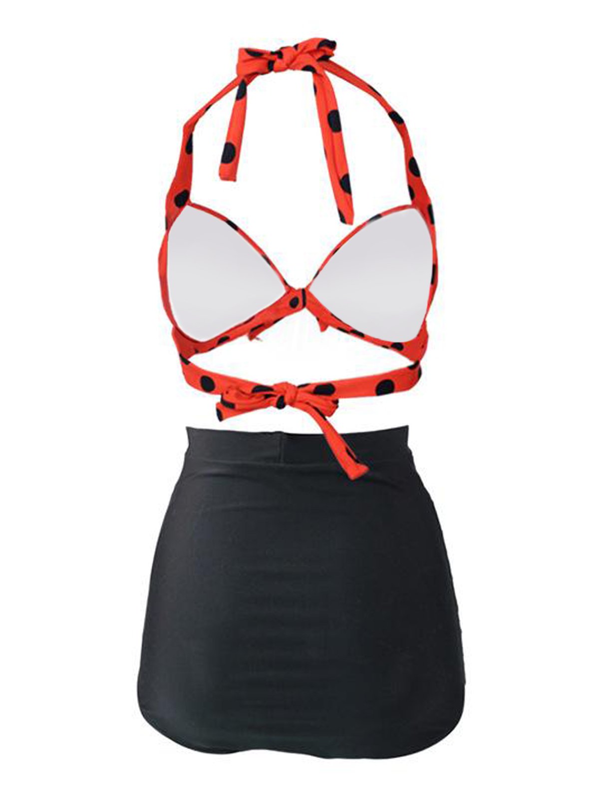 Pleated Polka Dot Halter Bikini