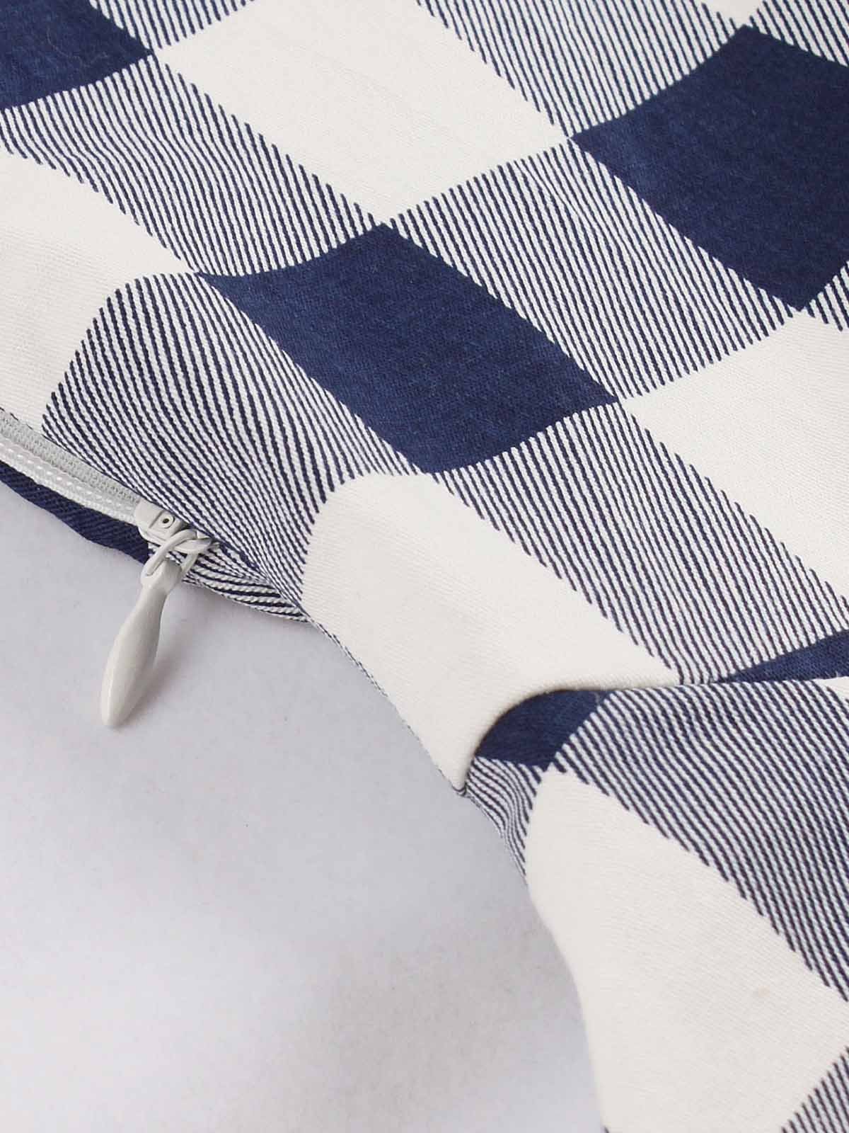 Blue White 1950s Pockets Plaid Dress