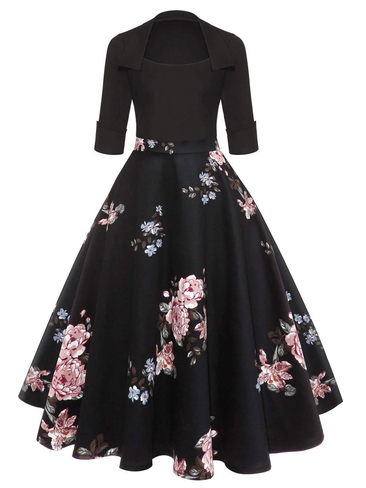 1950s Floral Patchwork Dress