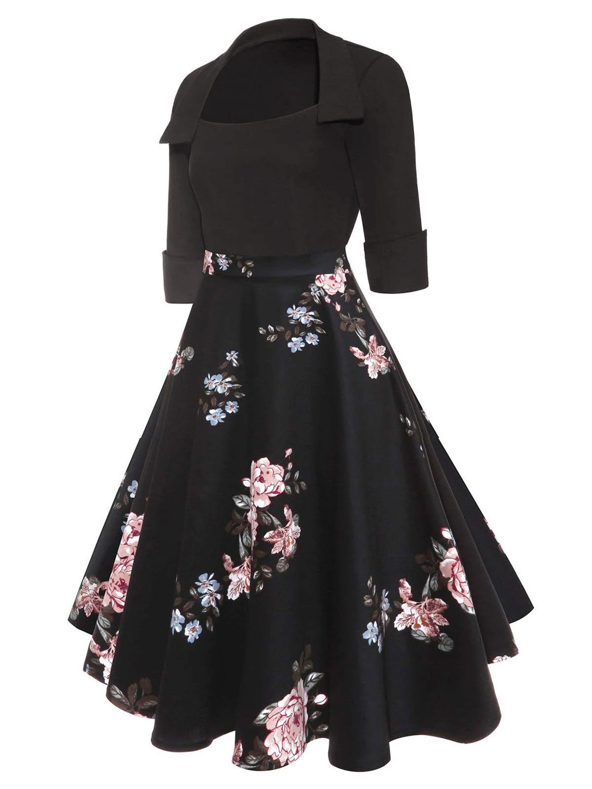 1950s Floral Patchwork Dress