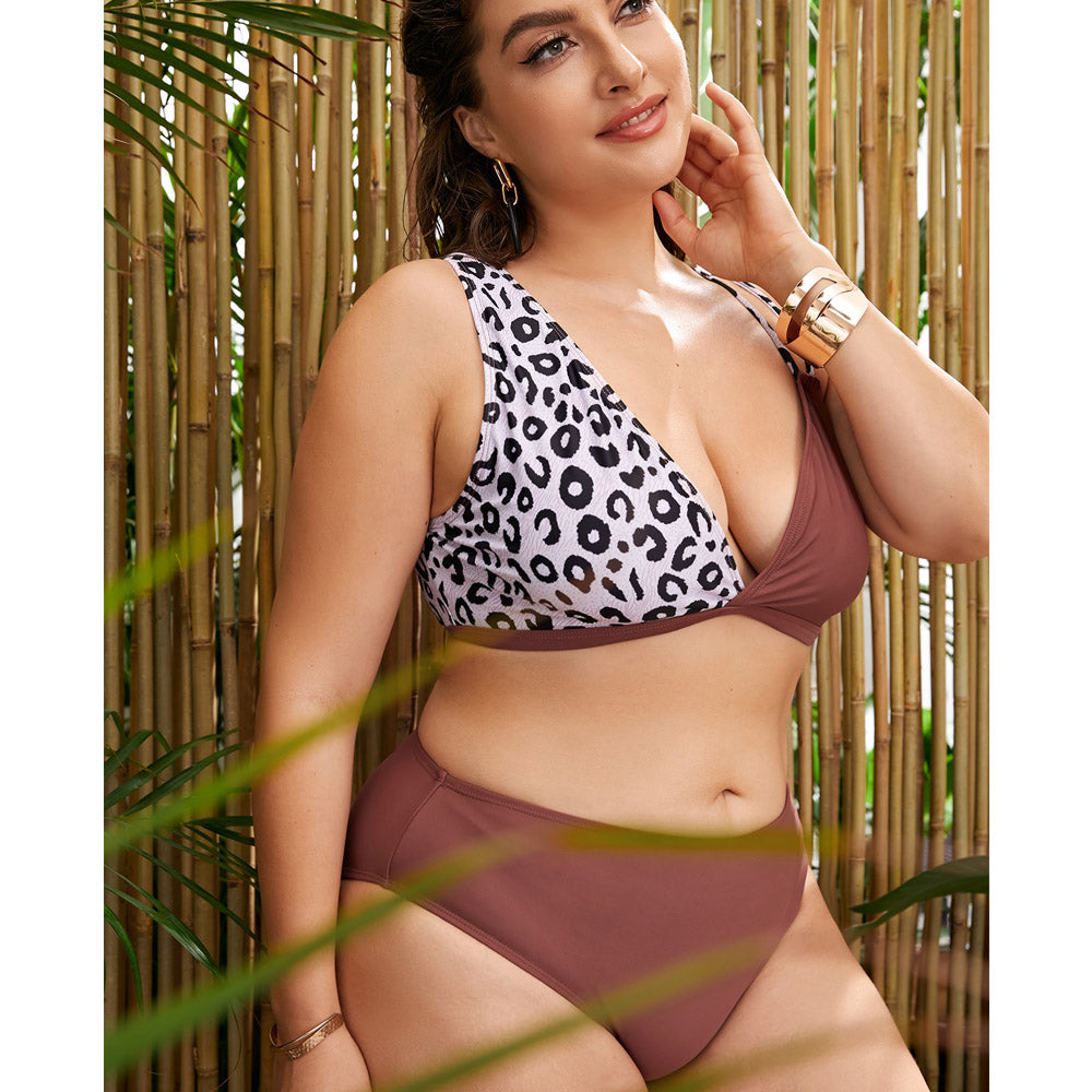 printed High Waist Two-Piece Swimsuit Plus Size Swimwear